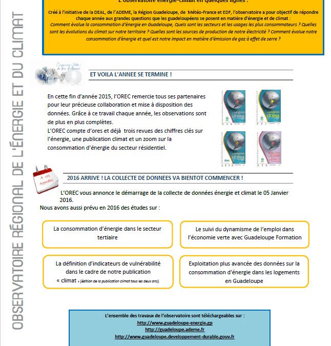 Newsletter OREC – Décembre 2015